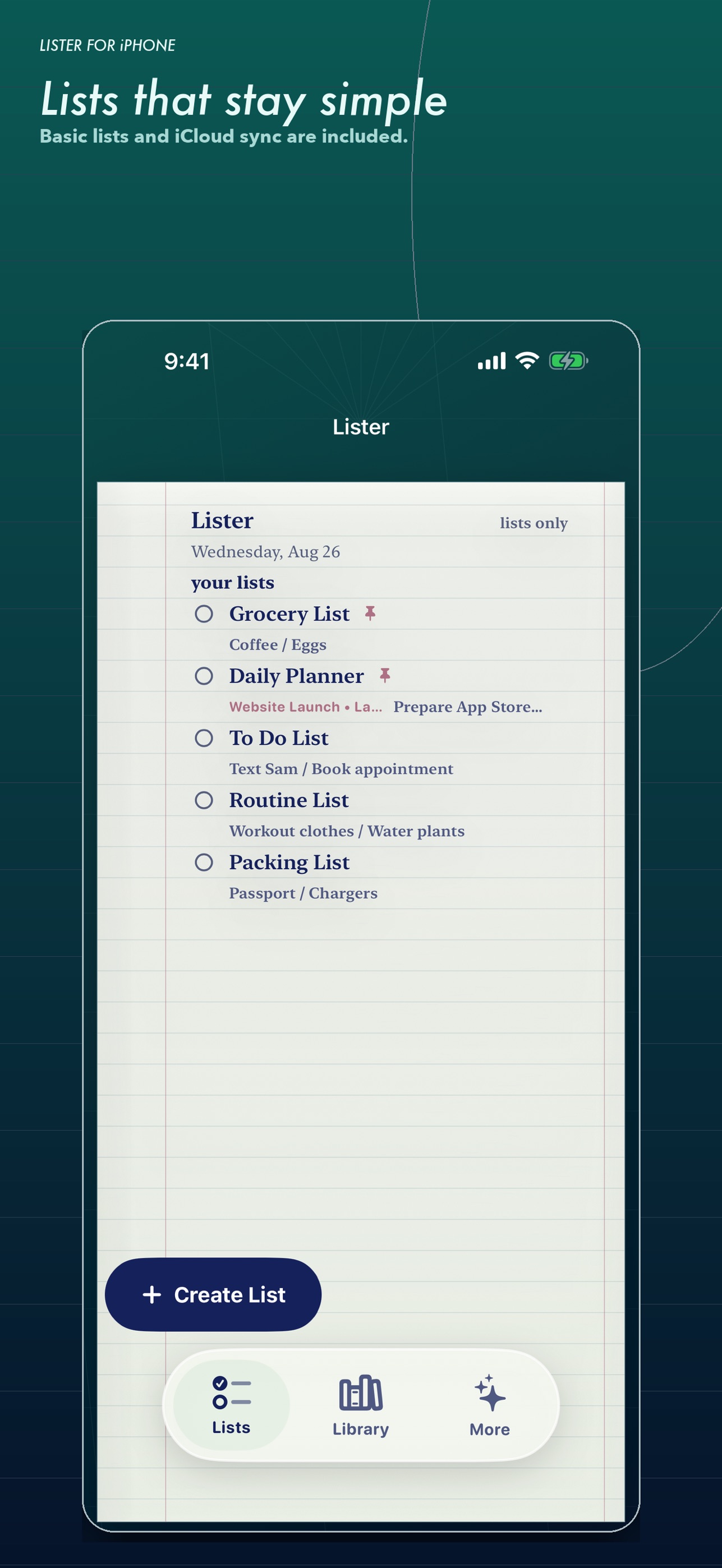 Screenshot 1 of Lister: Write & Draft Notes