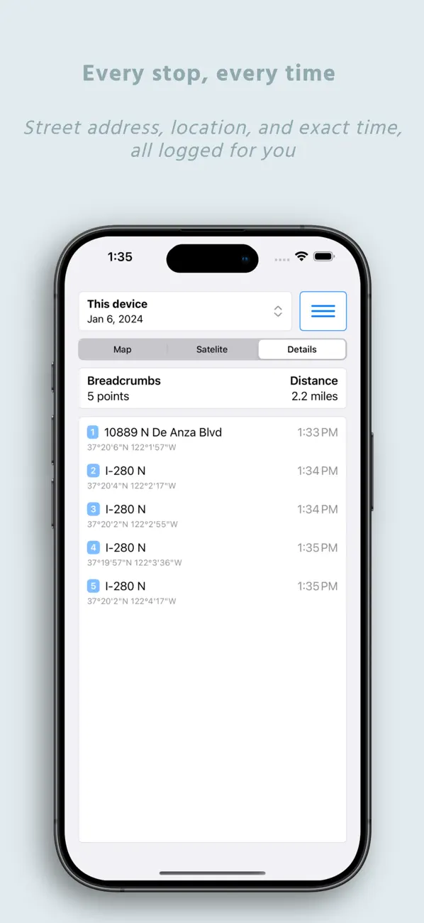 Screenshot #2 pour Breadcrumbs - Location History