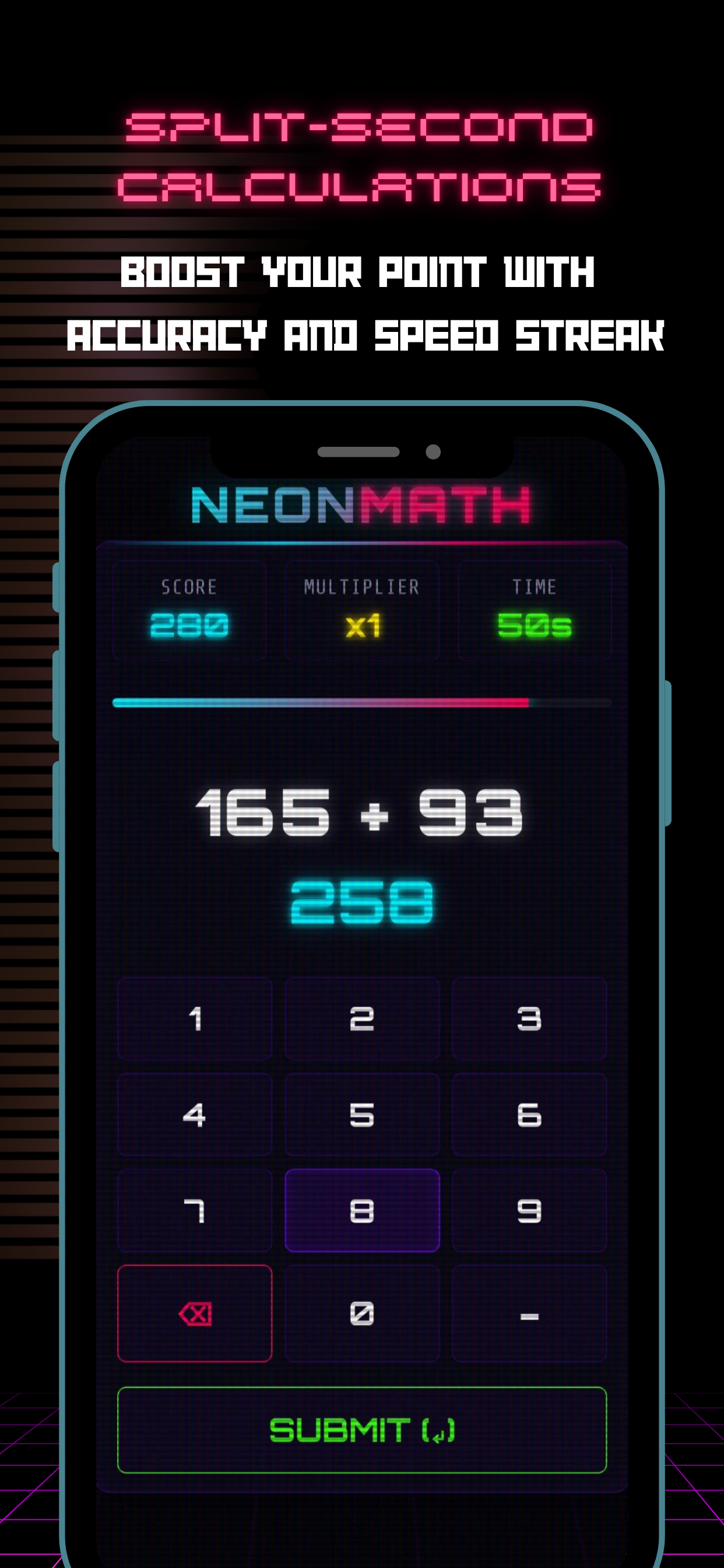 Neon Math: Speed Blitz Games screenshot 3