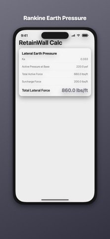 Retaining Wall Calculator のスクリーンショット