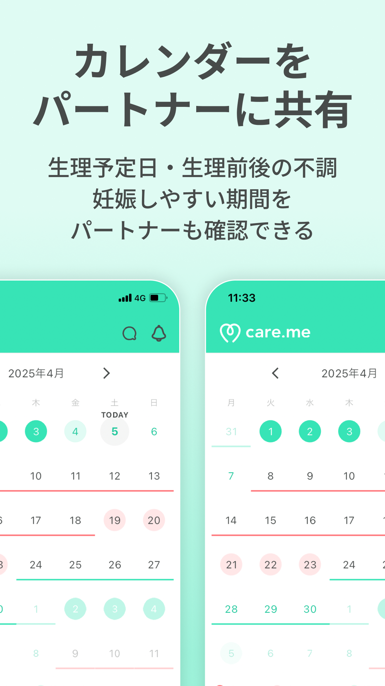 生理・PMSの共有アプリ ケアミー