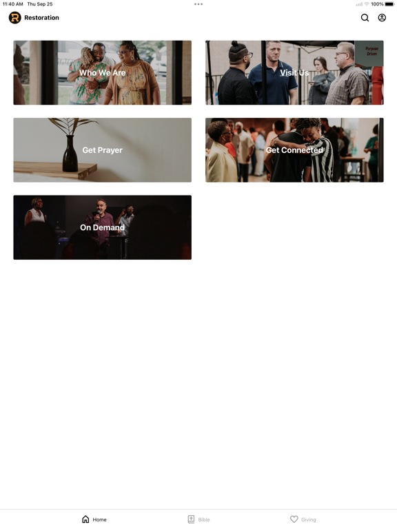 Restoration Place Church iPad screenshot 1 - Lifestyle app