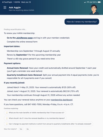 AANA App iPad screenshot