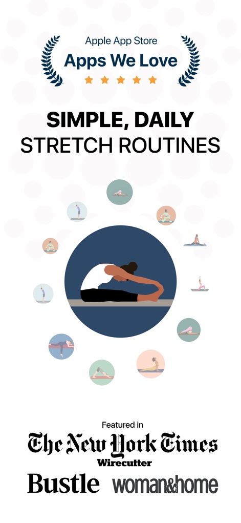 Bend: Stretching & Flexibility - Discover why Bend is celebrated with the 'Apple App Store Apps We Love' badge and featured in leading publications like The New York Times and Wirecutter.