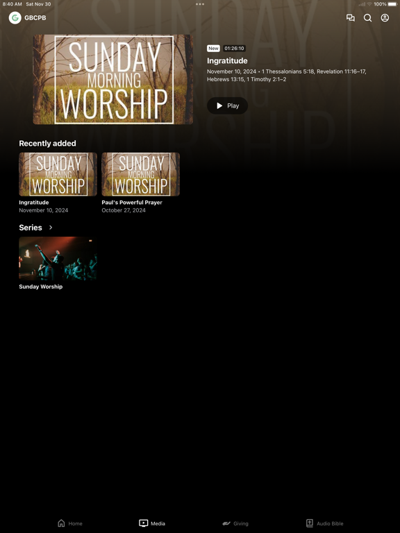 Grace Bible Palm Bay iPad screenshot