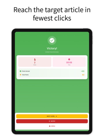 The Wiki Game - Wikipedia Race iPad screenshot
