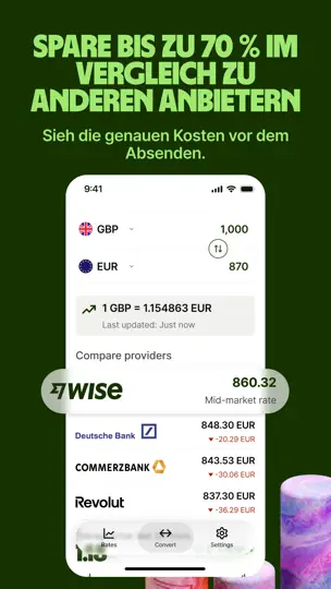 Screenshot von Währungsrechner Von Wise auf dem iPhone 2