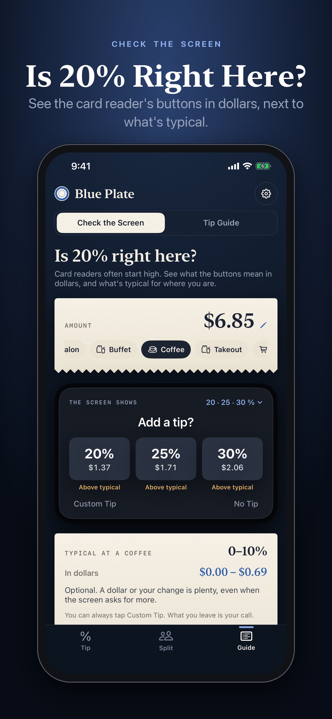 Screenshot 2 of Blue Plate: Tip Calculator