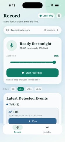Snoring Recorder Screenshot 1 of 4