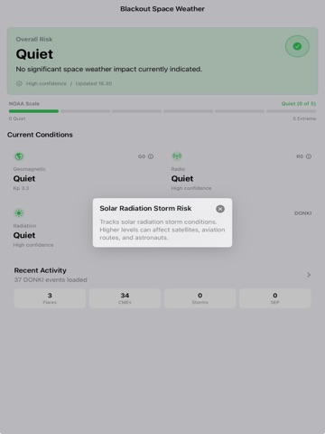 Blackout Space Weather iPad screenshot