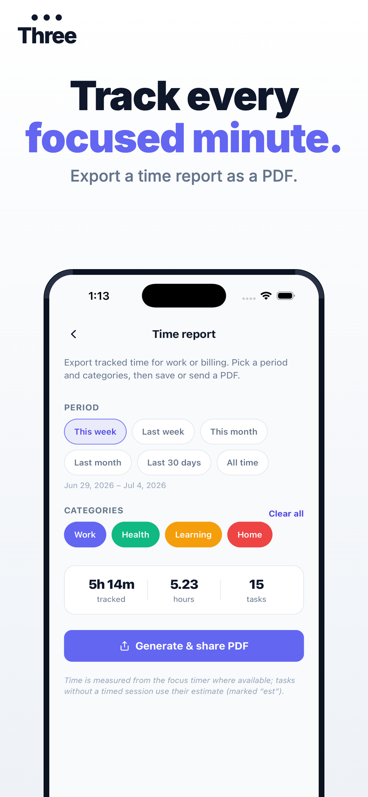 Three — Focus screenshot 5