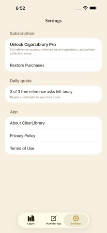 CigarLibrary iPhone screenshot