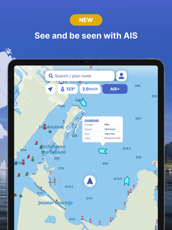 Waterkaarten: Boat Navigation iPad screenshot 4 - Navigation app