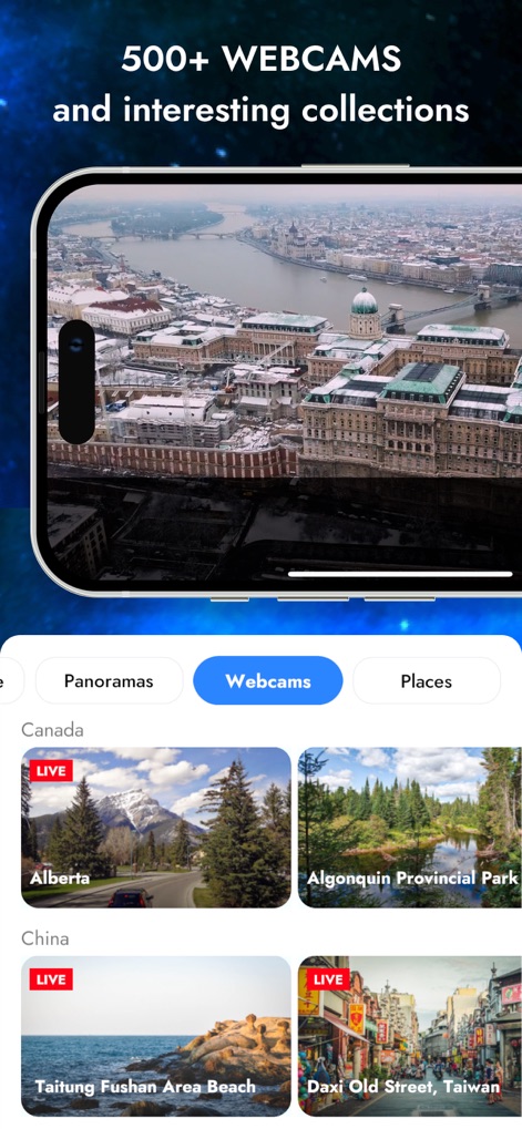Globe 3D - Planet Earth Guide - The app provides access to over 500 live webcams, allowing users to view real-time streams from diverse locations and explore interesting collections from around the globe.