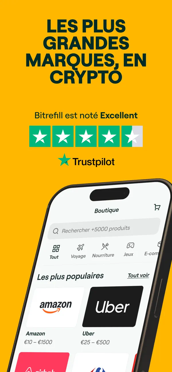 Screenshot #1 pour Bitrefill: eSIM & Carte Cadeau