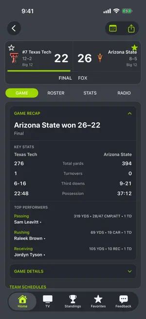 Arizona St Football Schedules screenshot 3