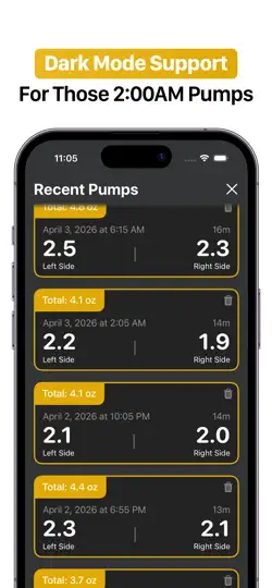 Captura de pantalla de Pumping Tracker: Milk Log en iPhone 4
