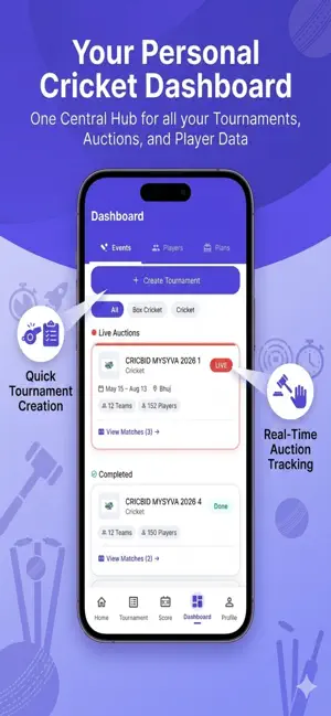 CricBid - Cricket Tournament screenshot 1