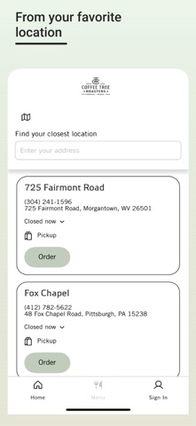 Coffee Tree Roasters iPhone screenshot