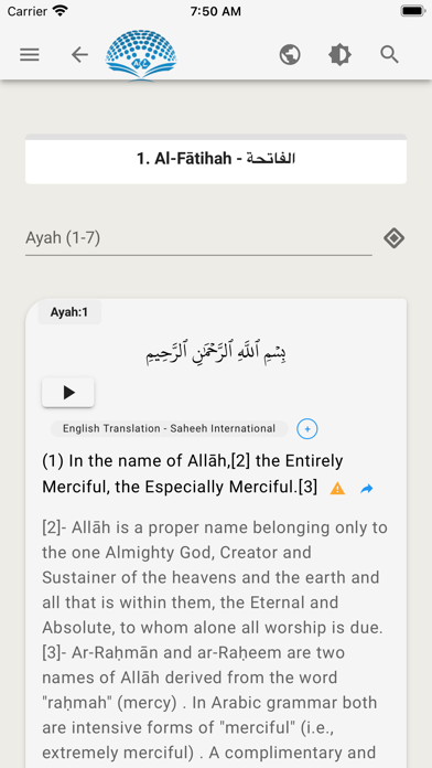 Translations of Quran meanings Screenshot