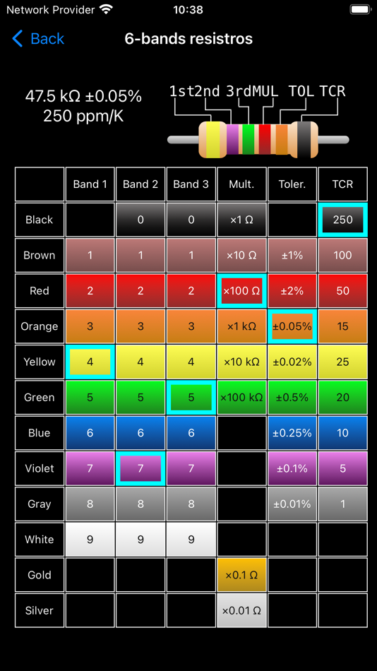 #9. Resistor color codes calc (iOS) De: ALG Software Lab