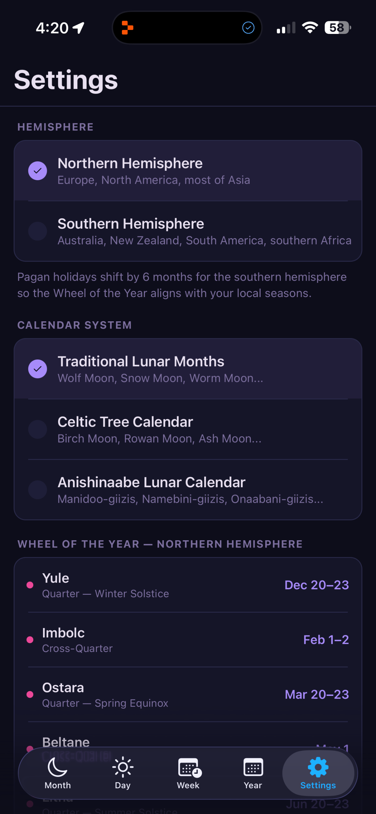 Lunar Nature Calendar