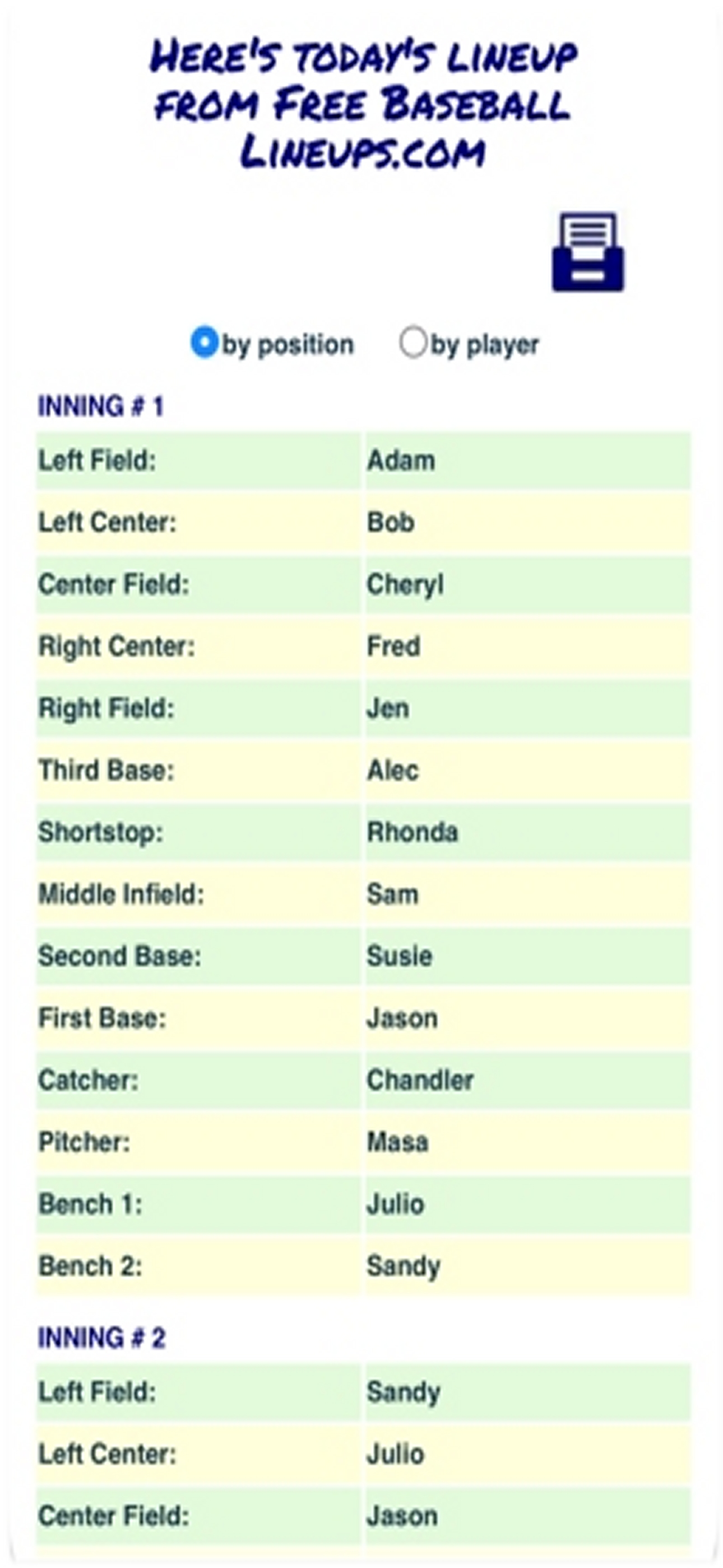 Baseball Fielding Rotation App