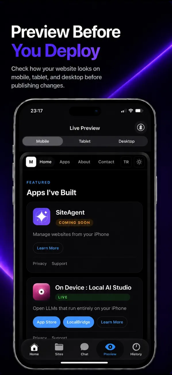 #4. SiteAgent AI : Website Manager (iOS) Tekijänä: MESUT CAN YAGCI
