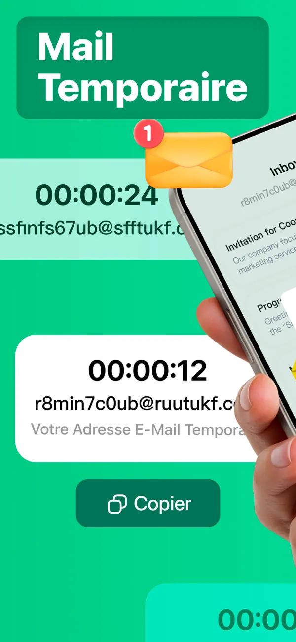 Screenshot #1 pour Mail Temporaire Pro ™