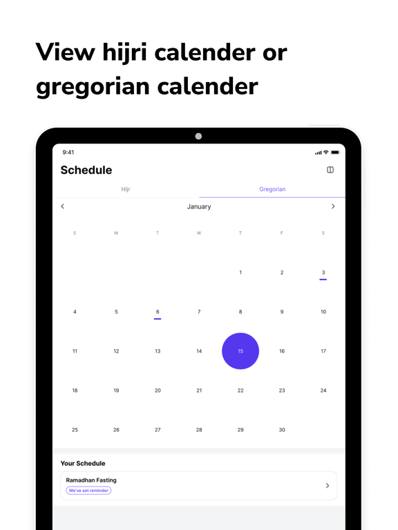Muslim Fasting Calendar Alarm iPad screenshot 6 - Lifestyle app