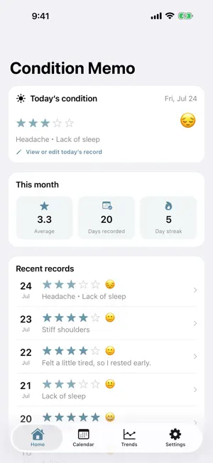 Condition Memo: Daily Log screenshot 1