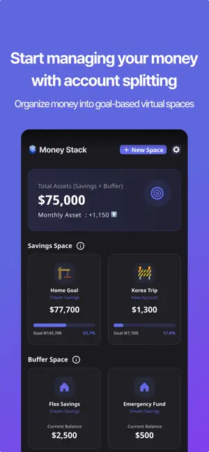 MoneyStack: Goal-Based Spaces screenshot 1