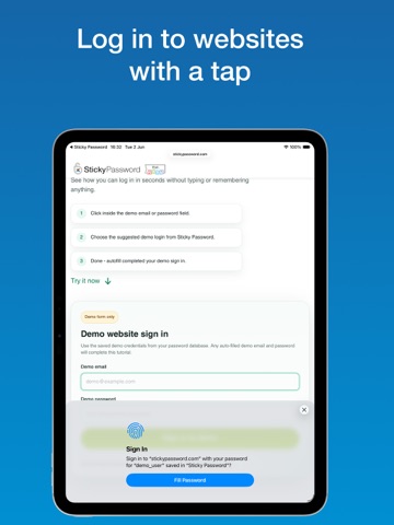 Sticky Password Manager & Safe iPad screenshot