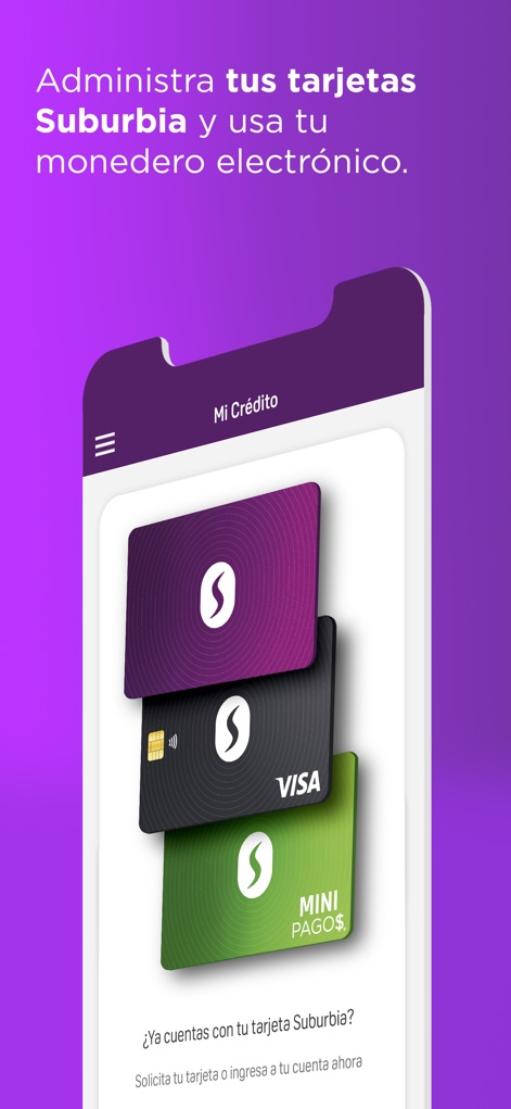 Suburbia: Compra en línea - The app provides tools for users to manage their Suburbia credit cards and access options for flexible payments, streamlining personal finance within the platform.