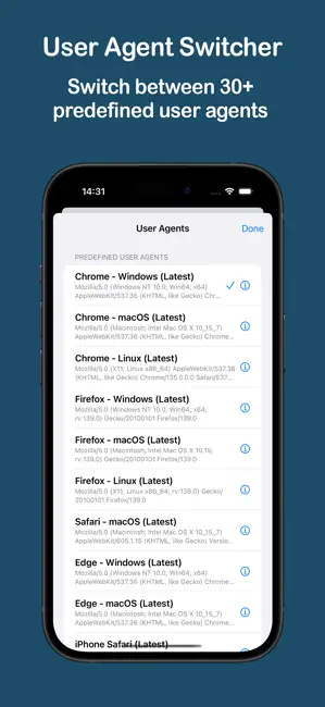 User Agent Switcher + iPhone screenshot 2