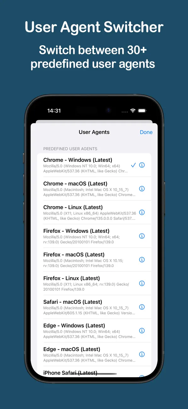 #2. User Agent Switcher + (iOS) De: KeoGlobal