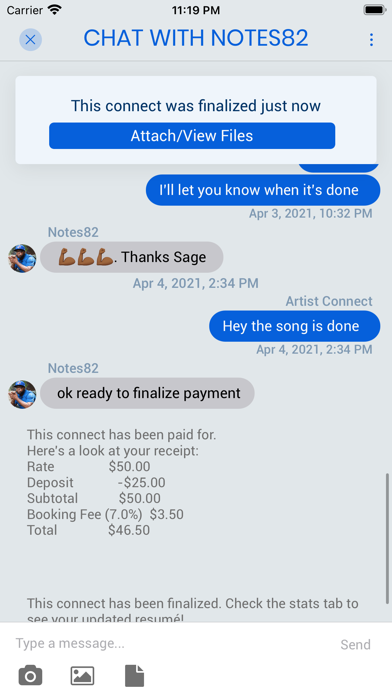 Artist Connect App Screenshot