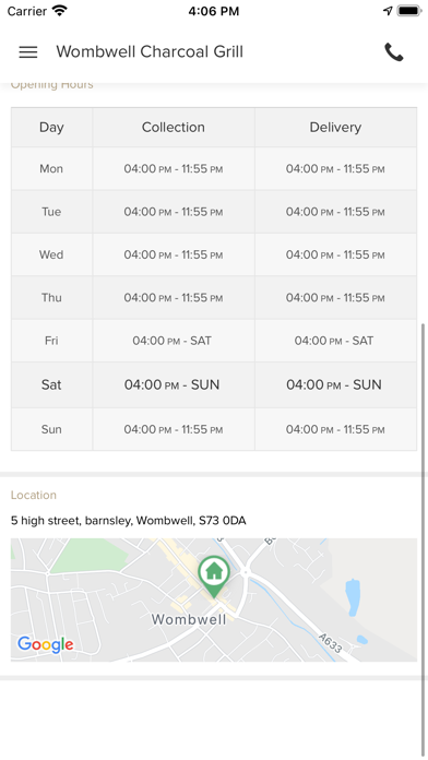 Wombwell Charcoal Grill, Screenshot