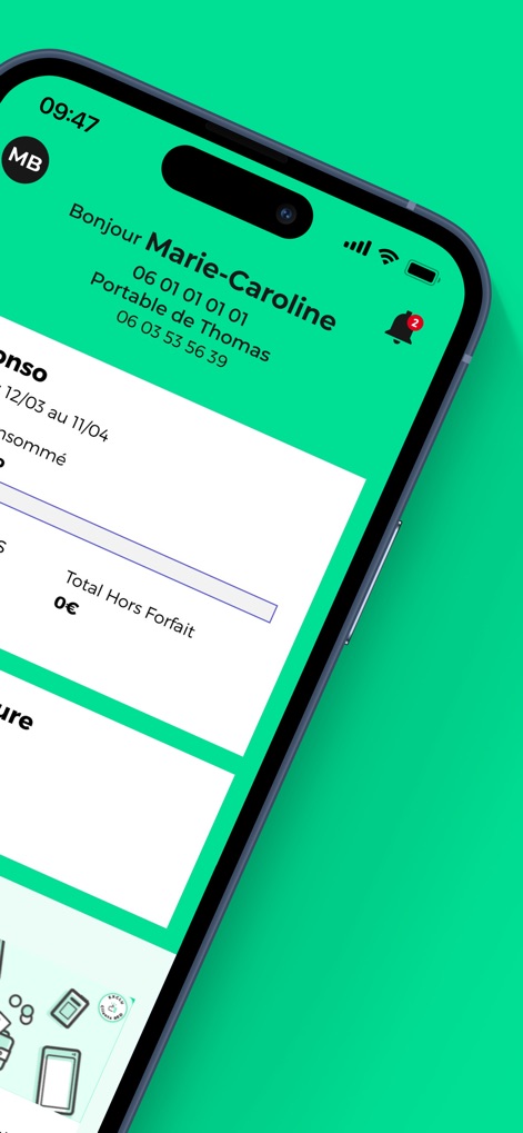 RED & Moi - The app provides a personalized greeting, prominently displaying the user's name, alongside a clear notification bell for important alerts.