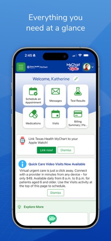 Texas Health MyChart screenshot