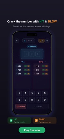 Hit & Blow: Number Puzzle iPhone screenshot