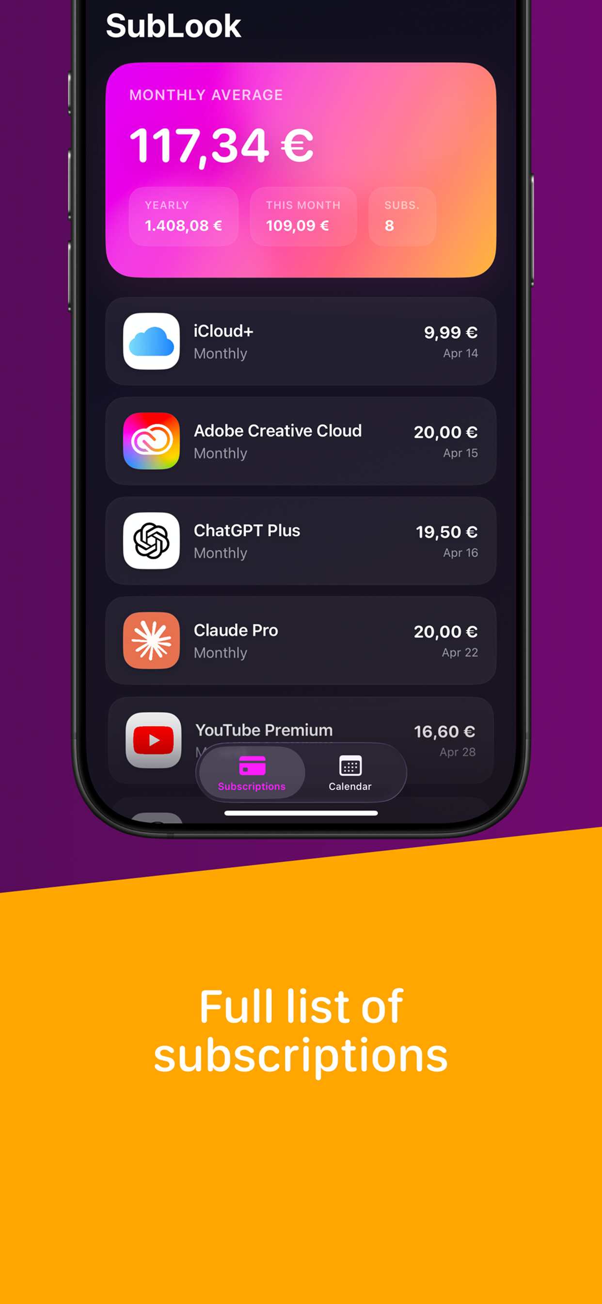 SubLook: Subscription Tracker