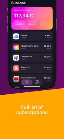 SubLook: Subscription Tracker screenshot