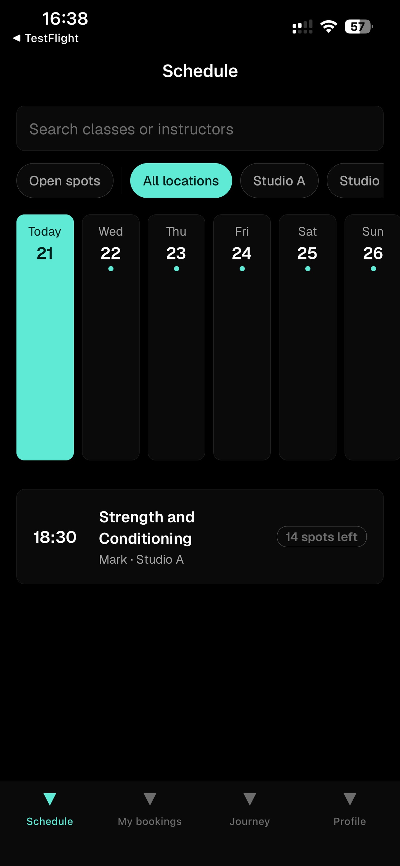 Screenshot 2 of StudioFlow: Class Booking