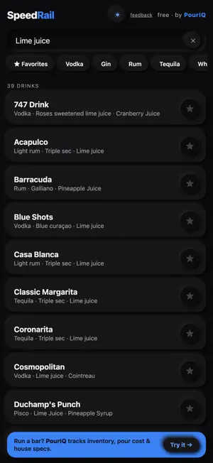 SpeedRail — Cocktail Recipes screenshot 2