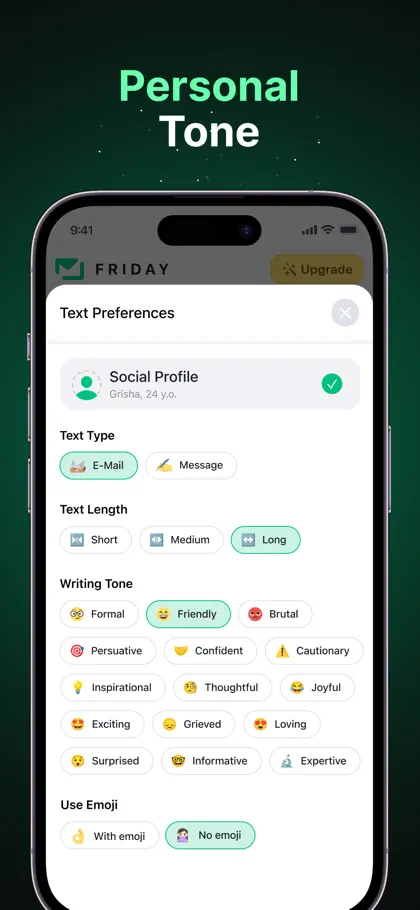Screenshot 6 di 6 di Friday AI Email Writer