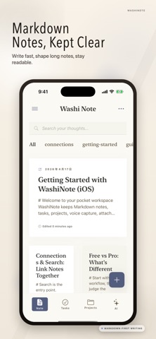 AI Markdown Notes - WASHINOTE Screenshot 1 of 5