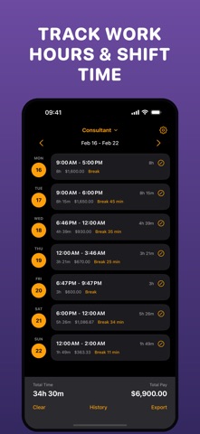 Shift & Hours Tracker: Pay Log Screenshot 1 of 4