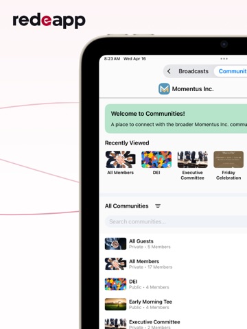 RedeApp: Work + Communities iPad screenshot
