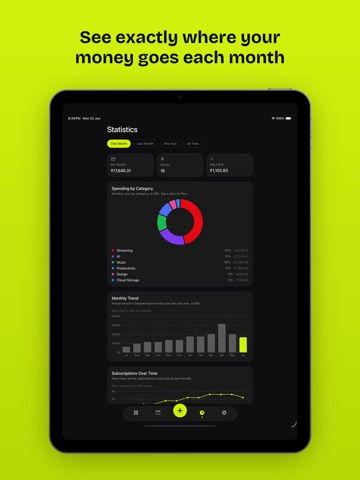 Subtle: Subscription Tracker iPad screenshot